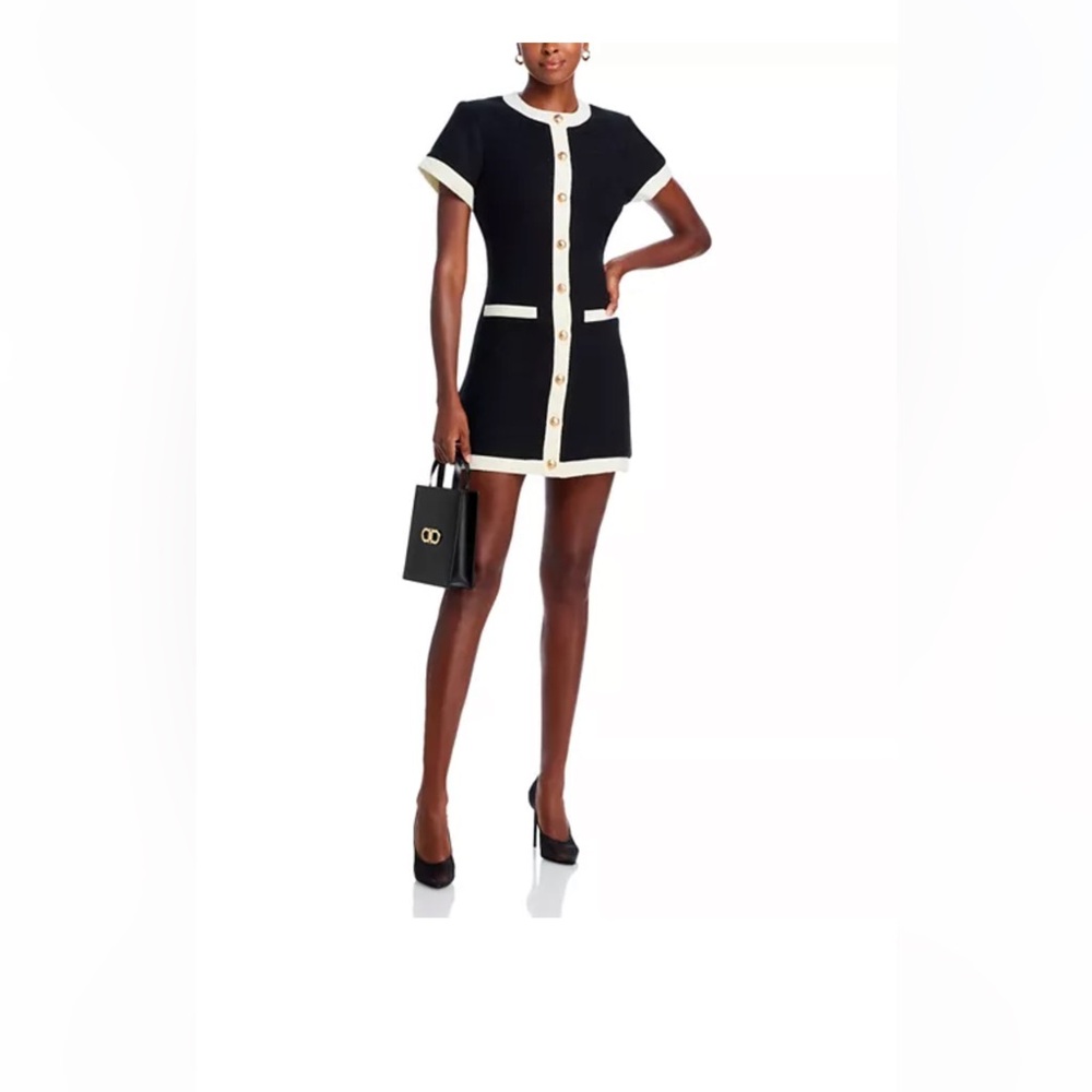 AQUA Tweed Short Sleeve Mini Dress